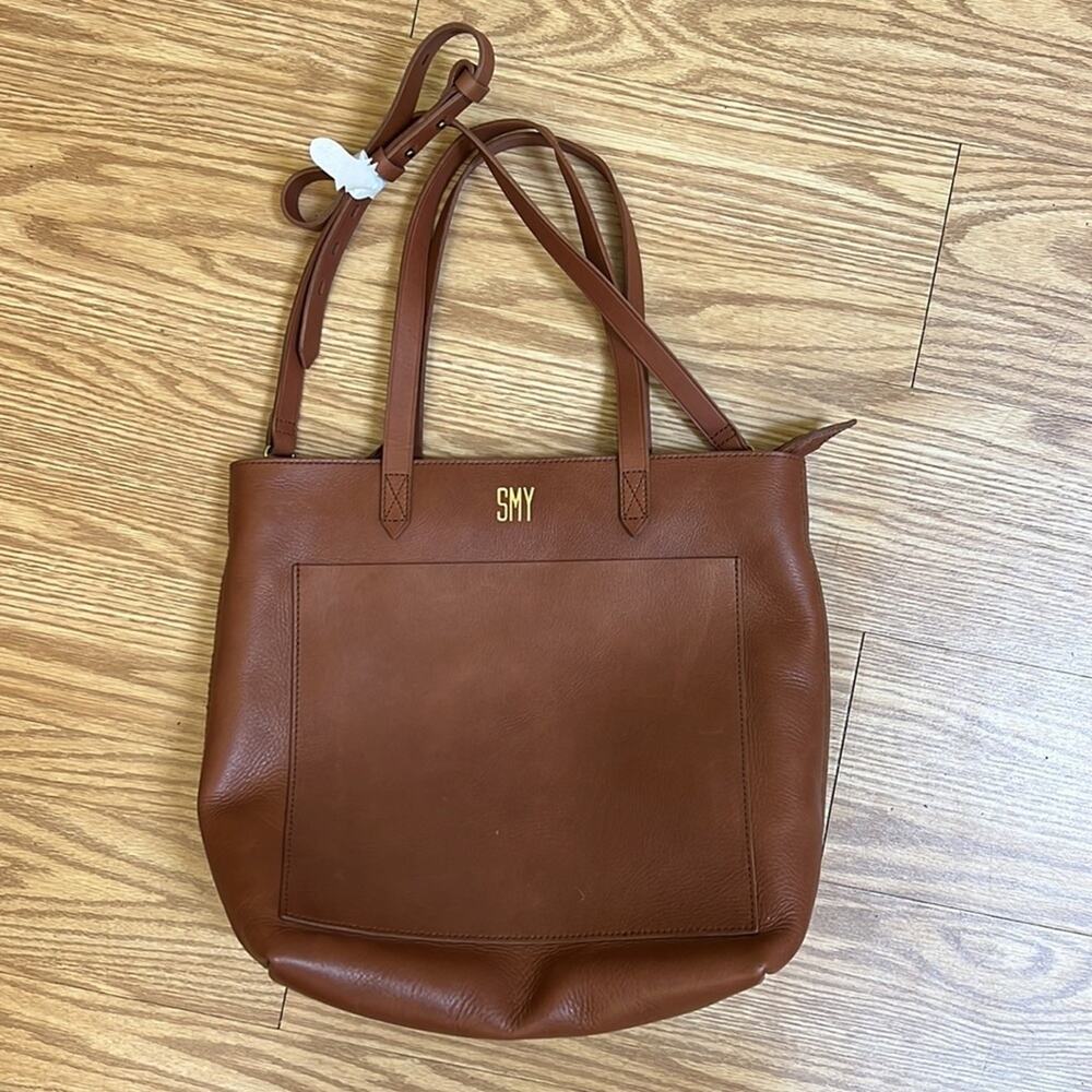Madewell transport tote large zip top NWT brown leather classic crossbody women - Picture 3 of 7